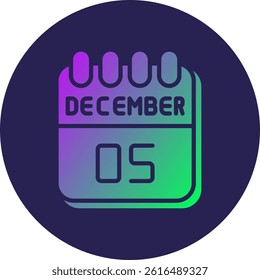 5 December Glyph Circle Gradient Icon