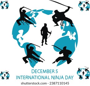 5 december is INTERNATIONALNINJA DAY vector illustration