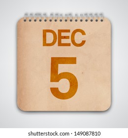 5 December on Old Notebook Vector 