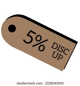 5% dicount up sign label vector art illustration