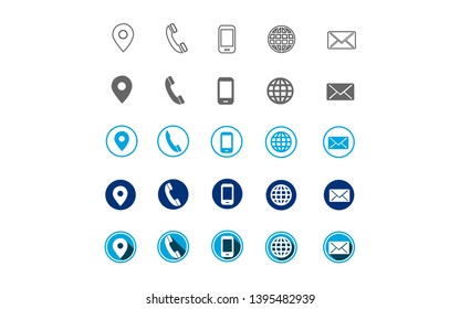 5 different contact information web icon, all 25 icons in vector format