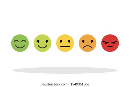 5 different emotions icon in flat style. Emotions symbol for your web site design, logo, app, UI Vector EPS 10.