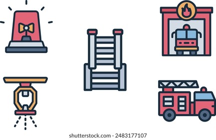 5 Diferentes iconos de fuego en formato de archivo EPS 