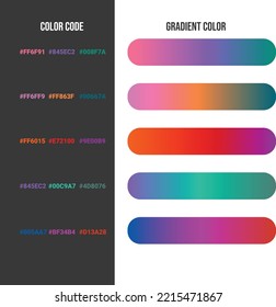 5 different gradient  color palette
