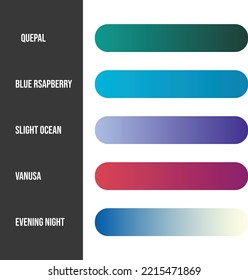 5 different gradient  color palette