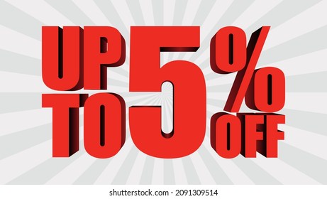 5% de descuento, plantilla de banner con texto 3d, oferta especial de promoción de gran venta. vector