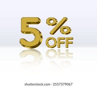 5% discount. golden 3d number. Special sale offer with 5% discount. Sale discount offer..