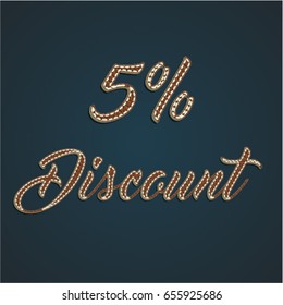 '5% Discount' leather sign, vector illustration