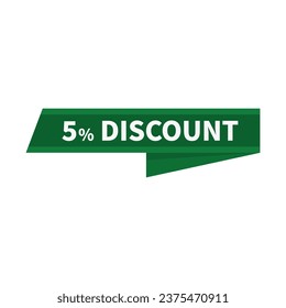 5 Discount Sale In Green Rectangle Ribbon Shape For Marketing Advertising Business
