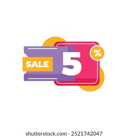 5% Discount Sale Tag Label Vector Template Design Illustration
