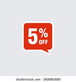 5 descuento, insignias de vectores de venta para etiquetas, , pegatinas, banners, etiquetas, etiquetas, etiquetas web, nueva oferta. Banner de signo de origami de descuento