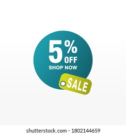 5 descuento, insignias de vectores de venta para etiquetas, , pegatinas, banners, etiquetas, etiquetas, etiquetas web, nueva oferta. Banner de signo de origami de descuento