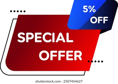 5% discount. Super sale and special offer. 5 percent off. Vector illustration. red and black color..