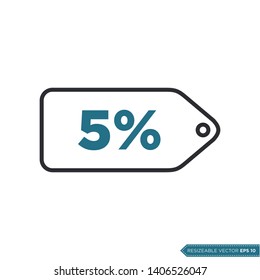 5% Discount Tag Icon Vector Template Flat Design