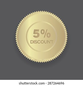 5% discount vector golden badge