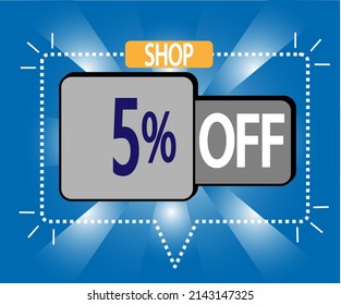 5% de descuento. ilustración vectorial en azul y gris para tiendas, compras y promoción. banner para oferta especial