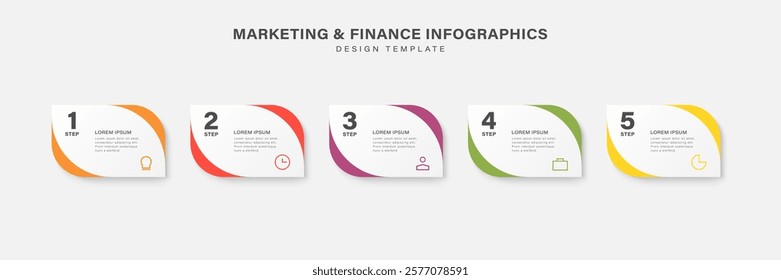 5 elements for business strategy and progression. Vector infographic design template