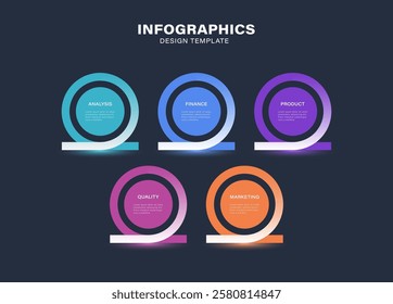 5 elements of business strategy and progression. Timeline infographic design template