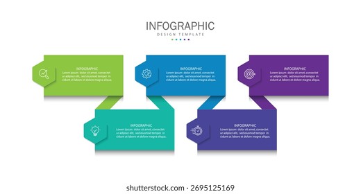 5 Elements Infographic design template. Presentations, Reports, Banners, Posters, Strategies, and Plans. Vector illustration.