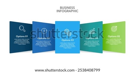 5 Elements Infographic design template. Presentation, Report, Banner, Poster, Strategy and Plan. Vector illustration.