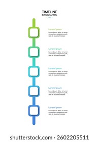 5 Elements placed in vertical row. Concept of 5 successive steps of project development process. Flat infographic design template. Simple vector illustration for business analytics.
