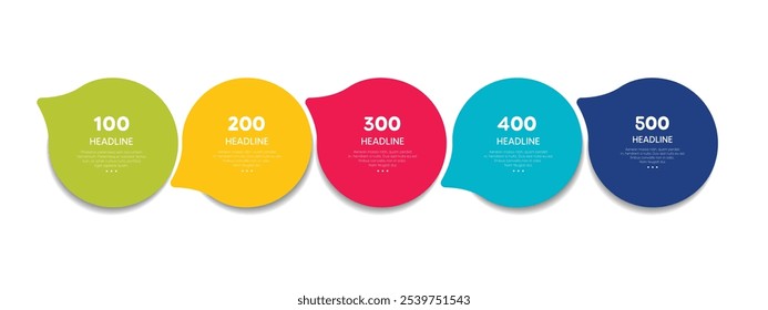 5 elements scheme, diagram. Five empty connected circles. Infographic template.