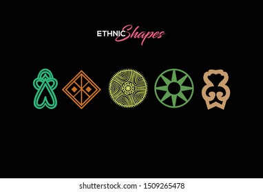 5 Ethnic geometry icon shapes