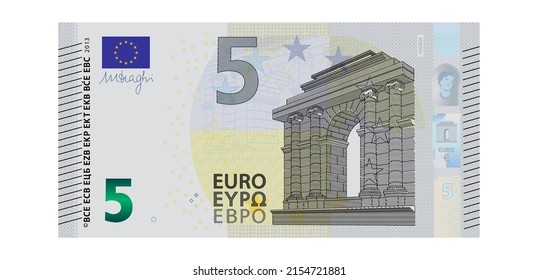 5 euro banknote  - europen bill cash money isolated on white background - five euro