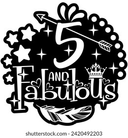 5 and fabulous black vector graphic design and cut file