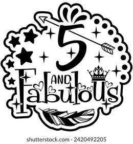 5 and fabulous black vector graphic design and cut file