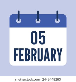 5 February Calendar. Grey Background. Vector Calendar.