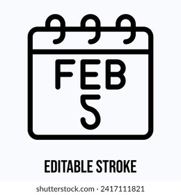 5 February Calendar, Vector Calendar Icon.