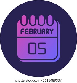 5 February Glyph Circle Gradient Icon