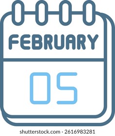 5 February Line Two Colour Icon