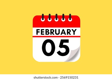 5 February month single day vector, illustration, calendar with maroon, rose and white color background calendar February 5