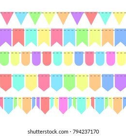 5 Festoons Flags Retro Colour, stock vector illustration