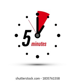 5 - Five Minutes Analogue Clock Symbol Isolated - Vector