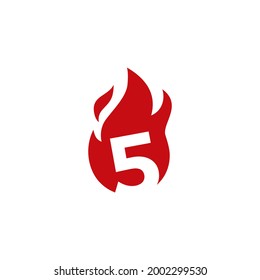 5 five number fire flame logo vector icon illustration