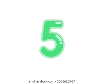 5 five number green vector jelly glossy bright typography for web holiday event 