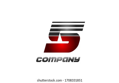 Diseño de 5 iconos de logotipo de cinco números en color gris rojo degradado para la empresa y el negocio