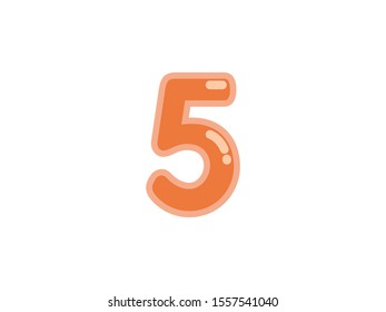 5 five number orange vector jelly glossy bright typography for web holiday event 