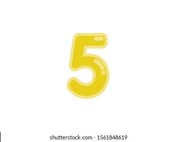 5 five number yellow amber gold marmalade vector jelly glossy bright typography for web holiday event 