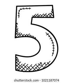 
5, five numerical digit doodle icon
