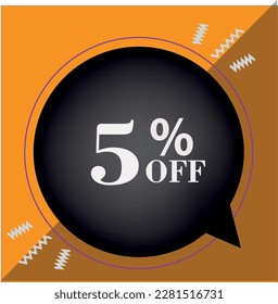 5 five percent off offer, discount, promotion red tag blackfriday label