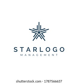 5 Five Pointed Star logo design with modern simple line art logo design