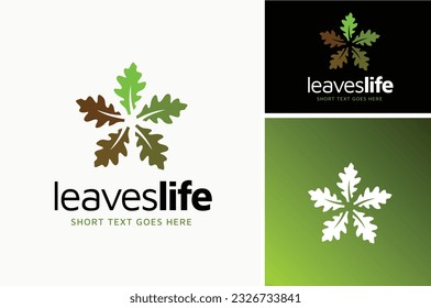 5 Five Pointed Star with Oak Leaf for Natural Season Colors logo design
