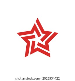 5 Five Pointed Star with simple rotate ribbon line logo design