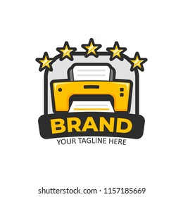 5 Five Stars Golden Printer Logo Icon Badge Sticker Illustration