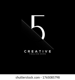5 (Five) White Number Logo Design with Creative Paper Cut