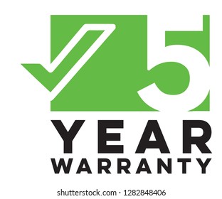 5 five year warranty green logo sign 